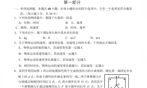 北京海淀区2022年高一上学期期末物理试题及答案